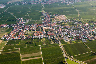 Town View of the streets and houses of the residential areas in the district Diedesfeld in Neustadt an der Weinstrasse in the state Rhineland-Palatinate