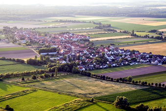 Aerial view of From the southeast in Erlenbach bei Kandel in the state Rhineland-Palatinate, Germany