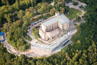 Hambach, Hambach Castle in the district Hambach an der Weinstraße in Neustadt an der Weinstraße in the state Rhineland-Palatinate, Germany from above