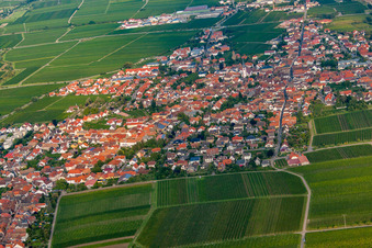 Aerial view of From the west in Maikammer in the state Rhineland-Palatinate, Germany