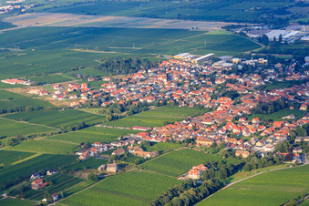 Wine-growing village between vineyards from the northwest in Edesheim in the state Rhineland-Palatinate, Germany