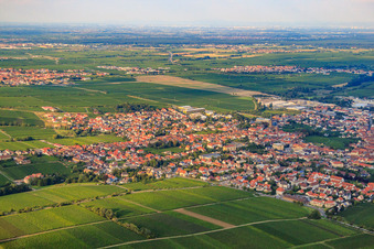 City view from the northwest in Edesheim in the state Rhineland-Palatinate, Germany