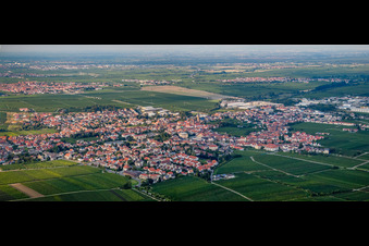 Panorama perspective Town View of the streets and houses of the residential areas in Edenkoben in the state Rhineland-Palatinate