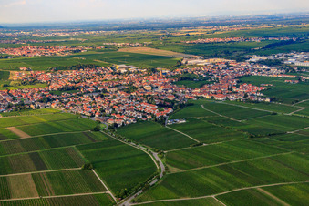 Aerial photograpy of City view from the southwest in Edenkoben in the state Rhineland-Palatinate, Germany