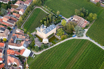 Complex of the hotel building Hotel Schloss Edesheim, Privathotels Dr. Lohbeck GmbH & Co. KG in Edesheim in the state Rhineland-Palatinate out of the air