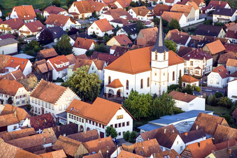 Oblique view of Church of St. Wendelin in Hatzenbühl in the state Rhineland-Palatinate, Germany