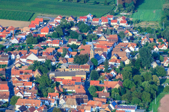 Aerial view of Hainbachstr in Essingen in the state Rhineland-Palatinate, Germany