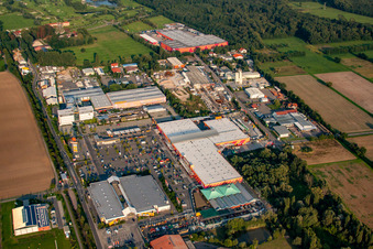 Aerial view of Hornbach Building Center in Bornheim in the state Rhineland-Palatinate, Germany