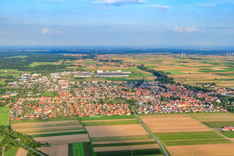 City view from the west in Offenbach an der Queich in the state Rhineland-Palatinate, Germany