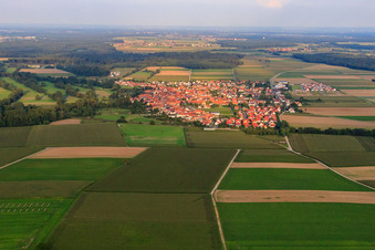 Village view from the northwest in Steinweiler in the state Rhineland-Palatinate, Germany seen from above