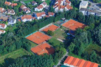 Aerial view of Tennis Club TC77 in Jockgrim in the state Rhineland-Palatinate, Germany