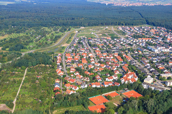 Aerial view of New development area Forstlandallee in Jockgrim in the state Rhineland-Palatinate, Germany
