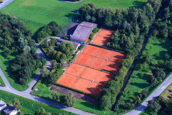Tennis courts of the TC Leopoldshafen in the district Leopoldshafen in Eggenstein-Leopoldshafen in the state Baden-Wuerttemberg, Germany