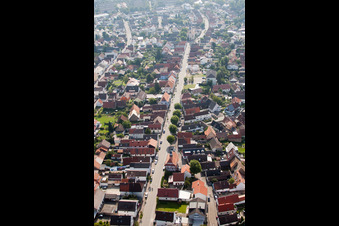 Aerial photograpy of Leopoldstr in the district Leopoldshafen in Eggenstein-Leopoldshafen in the state Baden-Wuerttemberg, Germany