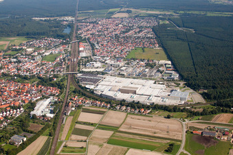 Oblique view of District Graben in Graben-Neudorf in the state Baden-Wuerttemberg, Germany