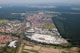 District Graben in Graben-Neudorf in the state Baden-Wuerttemberg, Germany from above