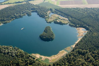 Aerial view of Neuthard, Kohlplattenschlag Nature Reserve in the district Graben in Graben-Neudorf in the state Baden-Wuerttemberg, Germany