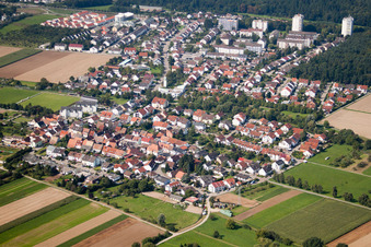 Aerial view of Village view in the district Buechig in Stutensee in the state Baden-Wurttemberg