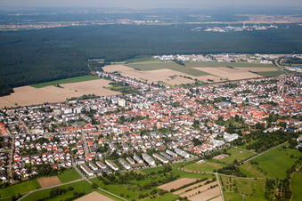 District Blankenloch in Stutensee in the state Baden-Wuerttemberg, Germany seen from above