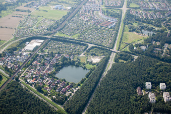 Aerial view of Riding school in the district Hagsfeld in Karlsruhe in the state Baden-Wuerttemberg, Germany