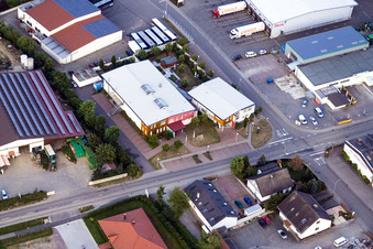 Aerial view of Industrial Area O, Im Gäxwald in Herxheim bei Landau in the state Rhineland-Palatinate, Germany