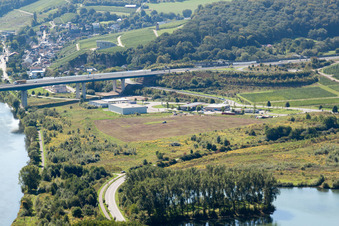 Aerial view of The gas station in Schengen in the state Remich, Luxembourg