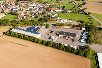 Aerial photograpy of Freight forwarding building a logistics and transport company Fixemer Logistics GmbH, International Transport & Logistics Services in Perl in the state Saarland, Germany