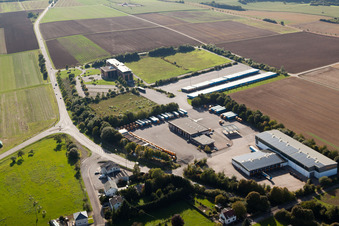 Freight forwarding building a logistics and transport company Fixemer Logistics GmbH, International Transport & Logistics Services in Perl in the state Saarland, Germany seen from above