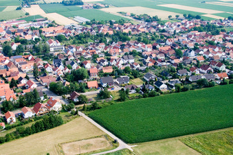 Aerial view of In the quiet garden in Minfeld in the state Rhineland-Palatinate, Germany