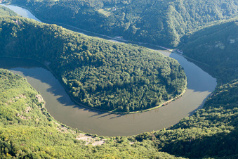 Aerial view of Saarschleife near Mettlach-Dreisbach in Mettlach in the state Saarland, Germany