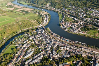 Aerial photograpy of Wasserbillig in the state Grevenmacher, Luxembourg