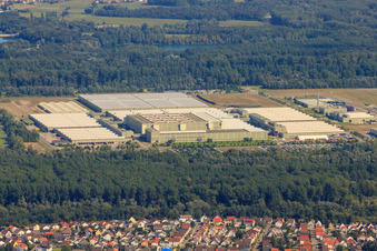 Aerial view of Daimler / Mercedes Benz GLC on the island of Green in Germersheim in the state Rhineland-Palatinate, Germany