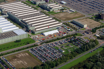 Aerial photograpy of Daimler / Mercedes Benz GLC on the island of Green in Germersheim in the state Rhineland-Palatinate, Germany