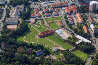 Aerial photograpy of Fronte Lamotte City Park in Germersheim in the state Rhineland-Palatinate, Germany