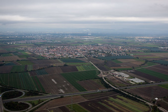 Aerial photograpy of Mutterstadt in the state Rhineland-Palatinate, Germany