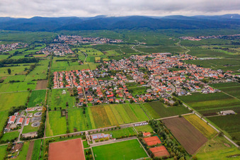 Village view from the east in Niederkirchen bei Deidesheim in the state Rhineland-Palatinate, Germany