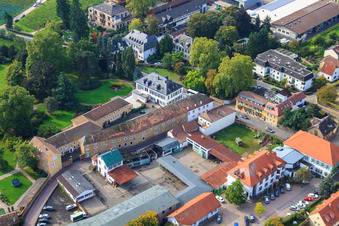 Aerial view of Dr. Bürklin-Wolf Winery in Wachenheim an der Weinstraße in the state Rhineland-Palatinate, Germany