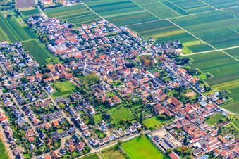 Village view from the northwest in Friedelsheim in the state Rhineland-Palatinate, Germany