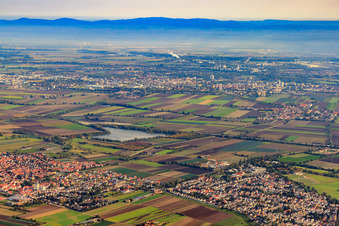 View of the town from the southwest in Lambsheim in the state Rhineland-Palatinate, Germany