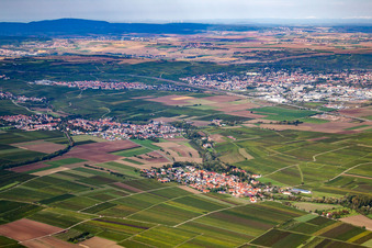 Aerial view of Village view of Sausenheim in Bissersheim in the state Rhineland-Palatinate