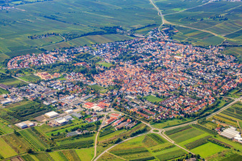 View of the town from the northeast in Freinsheim in the state Rhineland-Palatinate, Germany