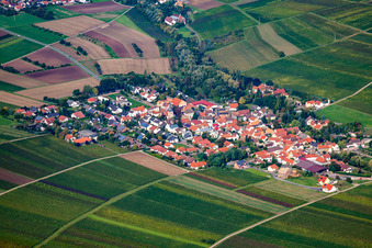 Aerial photograpy of Village view of Sausenheim in Bissersheim in the state Rhineland-Palatinate