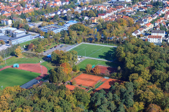 Aerial photograpy of Bienwald Stadium in Kandel in the state Rhineland-Palatinate, Germany