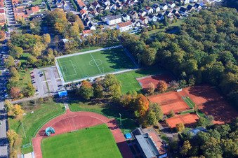 Bienwald Stadium in Kandel in the state Rhineland-Palatinate, Germany from the plane
