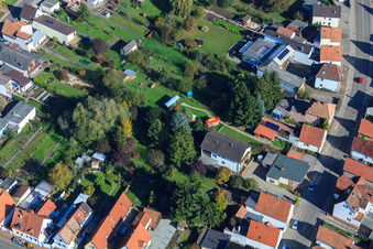 Oblique view of Saarstraße Villa Kunterbunt in Kandel in the state Rhineland-Palatinate, Germany