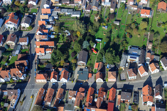 Bird's eye view of Saarstraße Villa Kunterbunt in Kandel in the state Rhineland-Palatinate, Germany