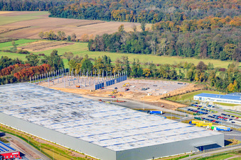 Aerial view of Horst Industrial Estate, 2nd Construction Phase Gazely Logistics STS Group in the district Minderslachen in Kandel in the state Rhineland-Palatinate, Germany