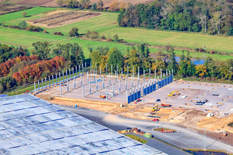 Aerial photograpy of Horst Industrial Estate, 2nd Construction Phase Gazely Logistics STS Group in the district Minderslachen in Kandel in the state Rhineland-Palatinate, Germany