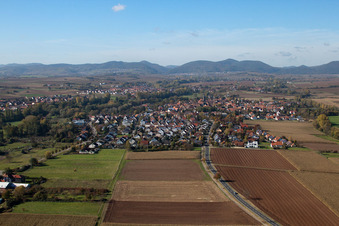 Aerial photograpy of District Billigheim in Billigheim-Ingenheim in the state Rhineland-Palatinate, Germany