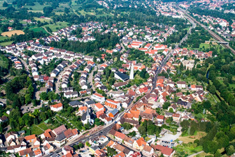 Aerial view of District Berghausen in Pfinztal in the state Baden-Wuerttemberg, Germany